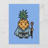 Funny Pineapple Sensei Master Samurai Illustration ポストカード (正面)