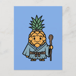 Funny Pineapple Sensei Master Samurai Illustration ポストカード