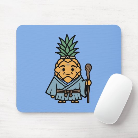 Funny Pineapple Sensei Master Samurai Illustration マウスパッド (マウス)
