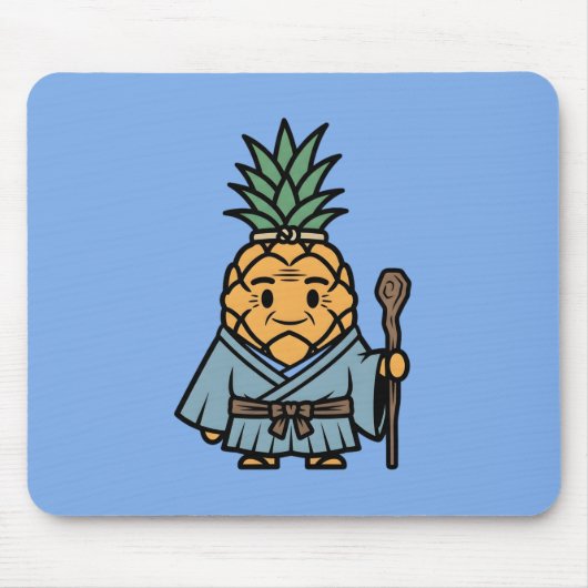 Funny Pineapple Sensei Master Samurai Illustration マウスパッド (正面)