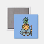 Funny Pineapple Sensei Master Samurai Illustration マグネット (正面/裏面)