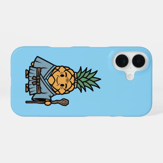 Funny Pineapple Sensei Master Samurai Illustration iPhone 16ケース (裏面横)