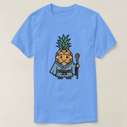 Funny Pineapple Sensei Master Samurai Illustration Tシャツ (デザイン正面)