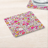 funny pink スクエアペーパーコースター (アングル)