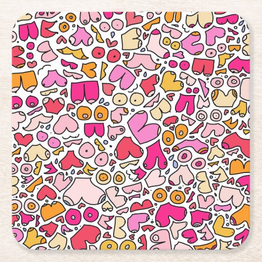 funny pink スクエアペーパーコースター (正面)