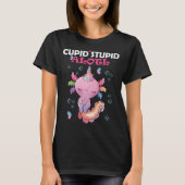 funny pink axolotl valentine tシャツ (正面)