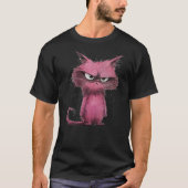 Funny Pink - Cat Angry Grumpy Cute Pet Cat lover Tシャツ (正面)