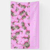 Funny Pink Cat Pattern  横断幕 (縦)