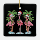  Funny Pink Flamingo "Dreaming of a Pink Christmas セラミックオーナメント (裏面)