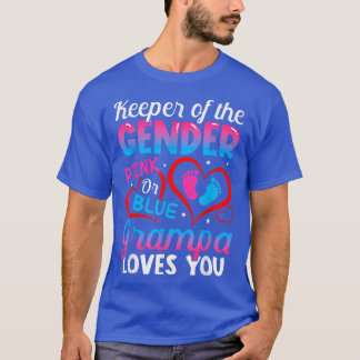 Funny Pink Or Blue Grampa Loves You Gender Reveal  Tシャツ