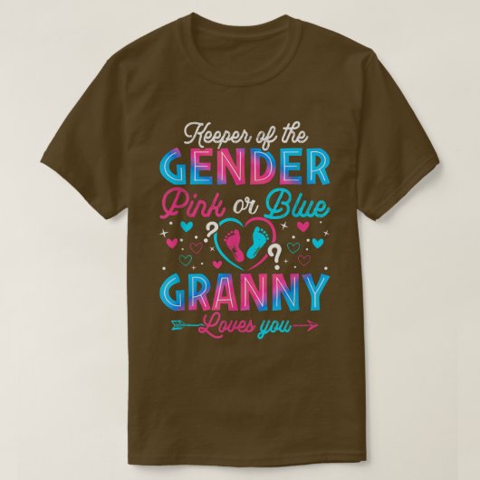 Funny Pink Or Blue Granny Loves You Gender Reveal Tシャツ (デザイン正面)
