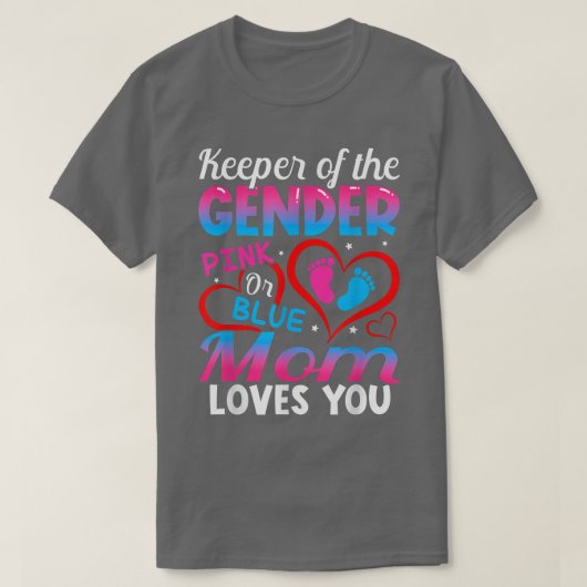 Funny Pink Or Blue Mom Loves You Gender Reveal Cut Tシャツ (デザイン正面)