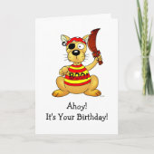 Funny Pirate Dog Birthday Greeting カード (正面)