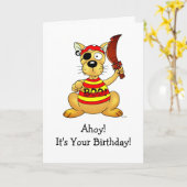 Funny Pirate Dog Birthday Greeting カード (黄色い花)