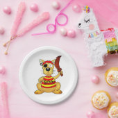 Funny Pirate Dog with Toy Sword ペーパープレート (パーティー)