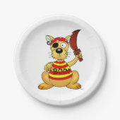 Funny Pirate Dog with Toy Sword ペーパープレート (正面)