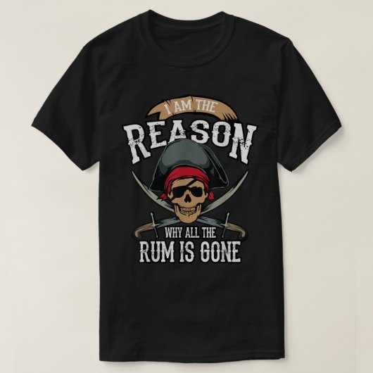 Funny Pirate Rum Lover Design Tシャツ (デザイン正面)