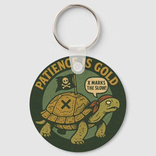 Funny Pirate Turtle Patience Gold キーホルダー (正面)