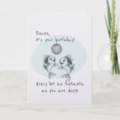 Funny Pisces Disco Fish Birthday Card カード (正面)