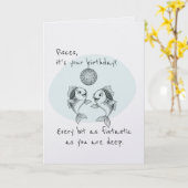 Funny Pisces Disco Fish Birthday Card カード (黄色い花)