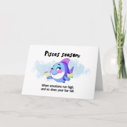 Funny Pisces Season Zodiac Birthday Card サンキューカード (正面)