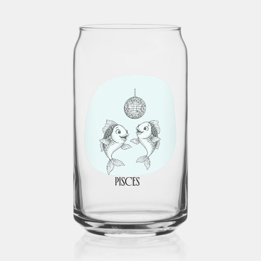 Funny Pisces Zodiac Disco Fish Drinkware Set ガラス缶 (正面)