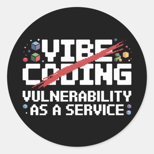 funny pixel-art Cybersecurity network ラウンドシール (正面)