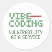 funny pixel-art Cybersecurity network ラウンドシール (正面)