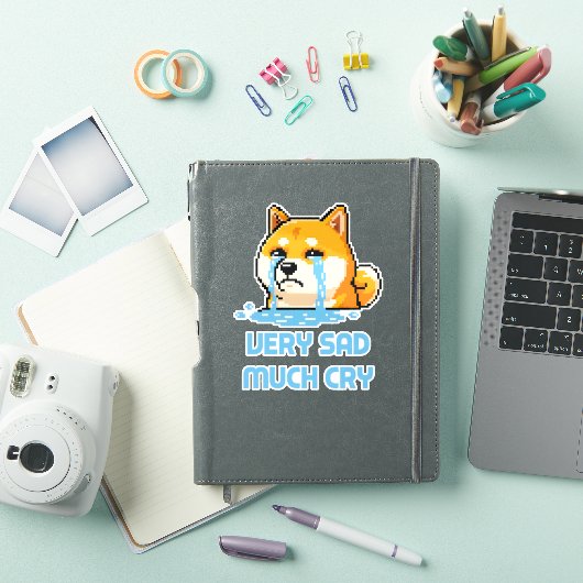 Funny pixel art Shiba Inu dog meme シール (iPadカバー)