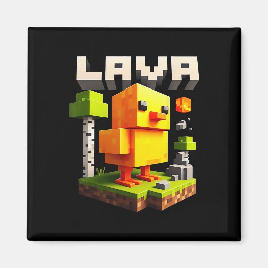 Funny Pixel Chicken Gamer Humor Meme  マグネット (正面)