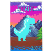 Funny Pixel Gamer Pixelated- Dinosaur Illustration カレンダー (カバー)