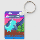 Funny Pixel Gamer Pixelated- Dinosaur Illustration キーホルダー (裏面)