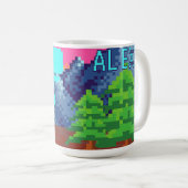 Funny Pixel Gamer Pixelated- Dinosaur Illustration コーヒーマグカップ (正面右)