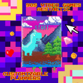 Funny Pixel Gamer Pixelated- Dinosaur Illustration プランナー手帳
