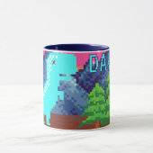 Funny Pixel Gamer Pixelated- Dinosaur Illustration マグカップ (中央)