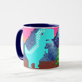 Funny Pixel Gamer Pixelated- Dinosaur Illustration マグカップ