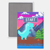 Funny Pixel Gamer Pixelated- Dinosaur Illustration マグネット (正面/裏面)