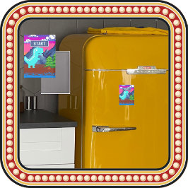 Funny Pixel Gamer Pixelated- Dinosaur Illustration マグネット