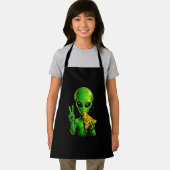 Funny Pizza Chef Apron Alien Pizza Lover Cooking  エプロン (インサイチュ)
