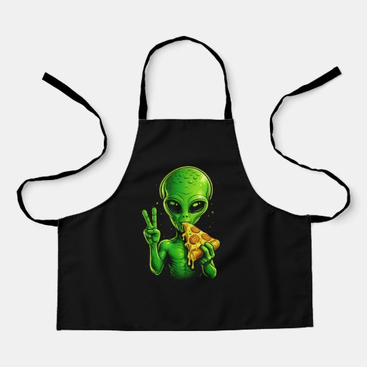 Funny Pizza Chef Apron Alien Pizza Lover Cooking  エプロン (正面)