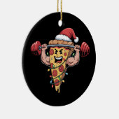Funny Pizza Lifting Bodybuilding Christmas Men Boy セラミックオーナメント (右)