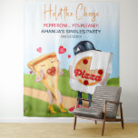 Funny Pizza Love Backdrop タペストリー<br><div class="desc">チーズピザ秋のアップタウンのスライスクールとフライピザの配達ボックス。</div>