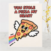 Funny Pizza Love Colorful Valentine Card カード (黄色い花)