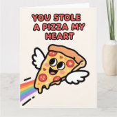 Funny Pizza Love Colorful Valentine Card カード (正面)