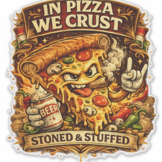 Funny Pizza Lover Phone Case – In Pizza We Crust R シール (正面)