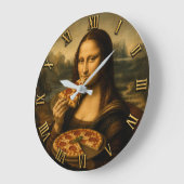 Funny Pizza Mona Lisa ラージ壁時計 (傾斜)