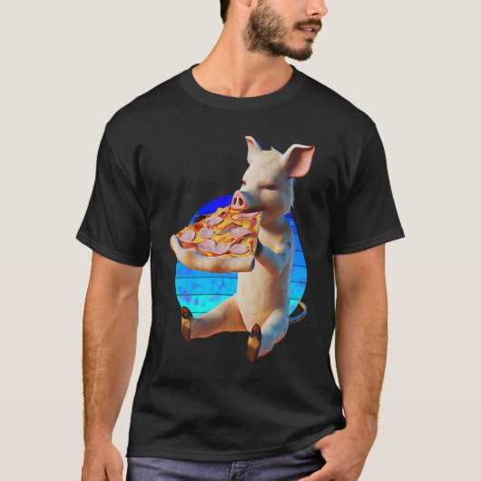 Funny Pizza Pig Tシャツ (正面)