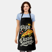 Funny Pizza Queen Cooking Apron for Women Cute Gif エプロン (着用した状態)