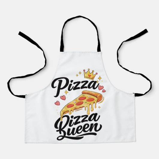 Funny Pizza Queen Cooking Apron for Women Cute Gif エプロン (正面)