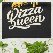 Funny Pizza Queen Cooking for Women Cute Gift キッチンタオル (折り畳み)